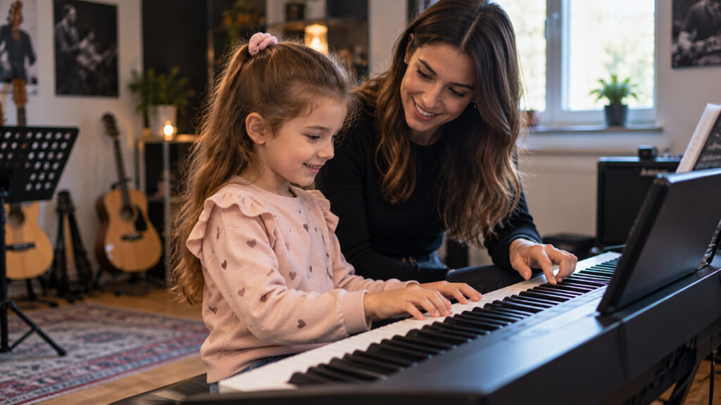 Lezione di pianoforte per bambina con insegnante - Daigo Music School Padova